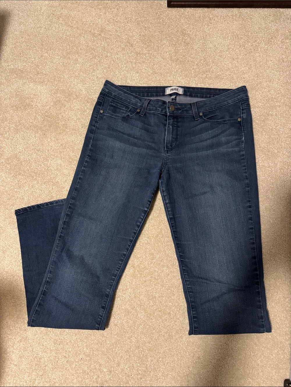 PAIGE Straight Leg Women's Jeans in Dark Blue Wash